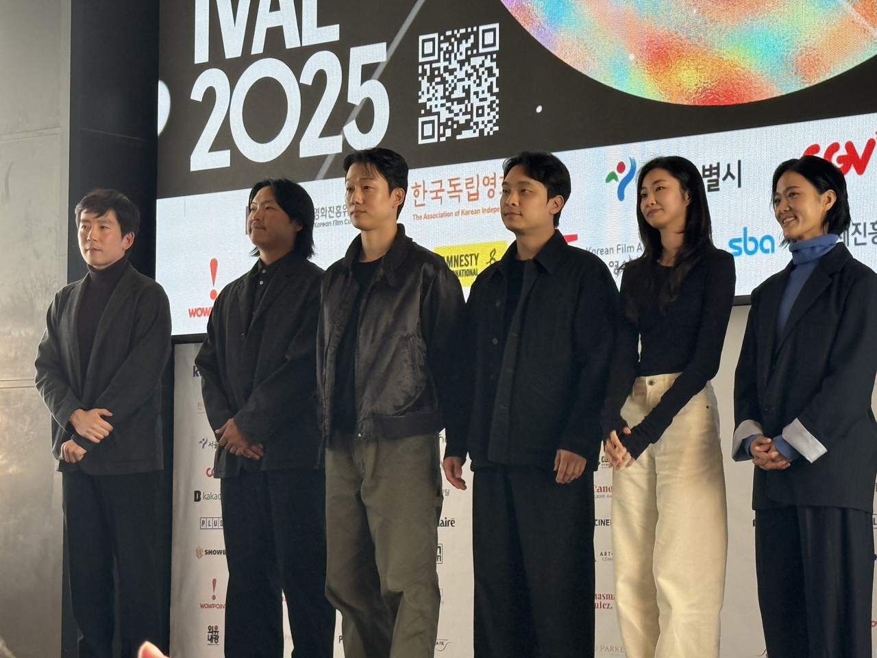 Director and cast of "Dear You, Unrelated" at a press conference for the 51st Seoul Independent Film Festival at Megabox Artnine in Seoul, Wednesday. (Moon Ki-hoon/The Korea Herald)