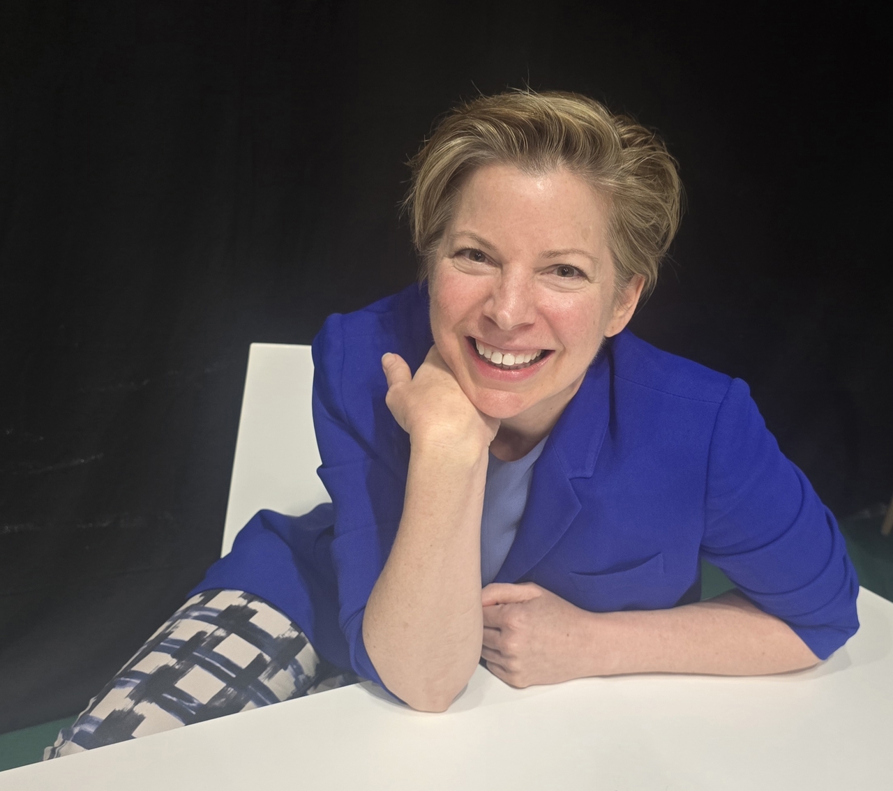 Kate O'Neill, an AI strategist and tech humanist at KO Insights, speaks with The Korea Herald on the sidelines of the Smart City Expo World Congress held at Fira Barcelona Gran Via in Barcelona, Spain, Wednesday. (Jie Ye-eun/The Korea Herald)