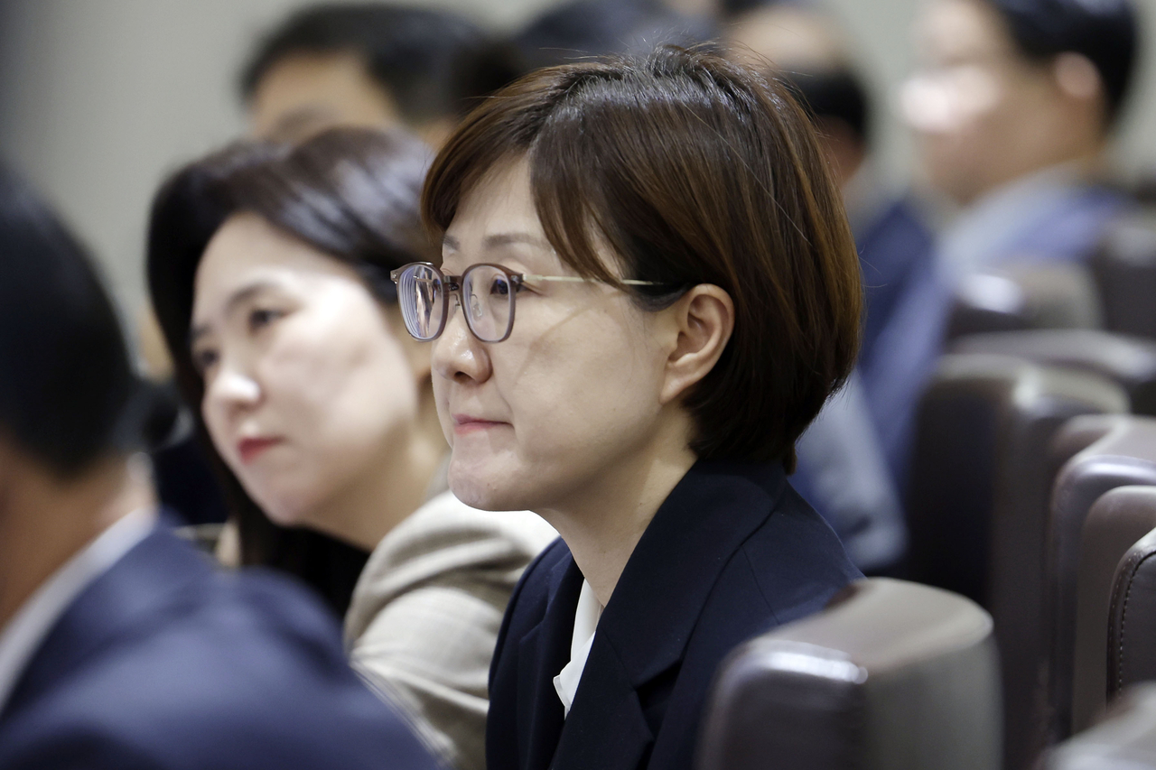 Kim Hyun-ji, President Lee Jae Myung's personal secretary and his longtime aide, attends a Cabinet meeting at the presidential office in Seoul, in this file photo taken Oct. 21, 2025. (Yonhap)