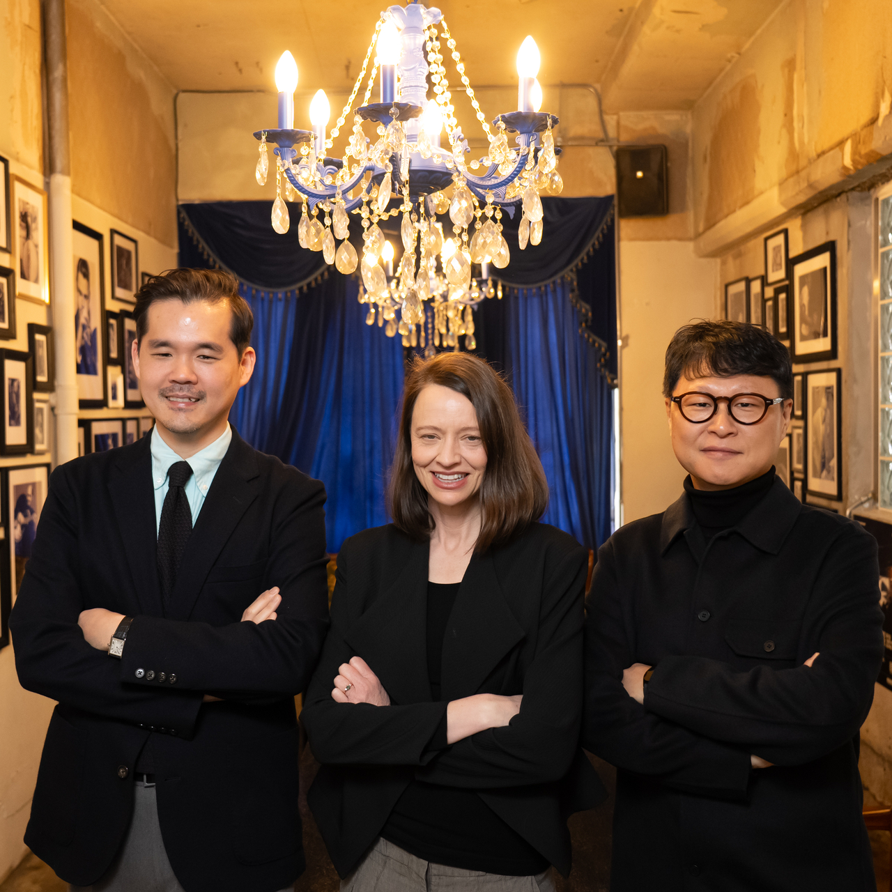 From left: Choi Yoon-ha, CJ ENM's international producer, international associate director Jacinta John and Ye Ju-yeol, head of CJ ENM's performance division, pose for photos at a press conference on Monday in Jongno-gu, Seoul, Monday. (CJ ENM)