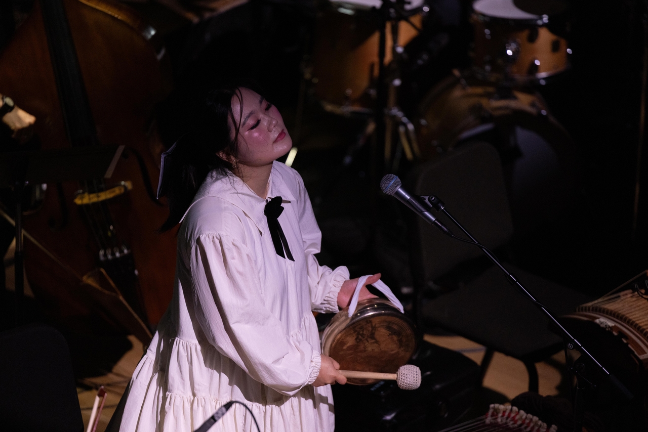 Kim Do-yeon performs “When Democracy Took a Day Off” at the Vision Festival in New York, June 6. (Eva Kapanadze)