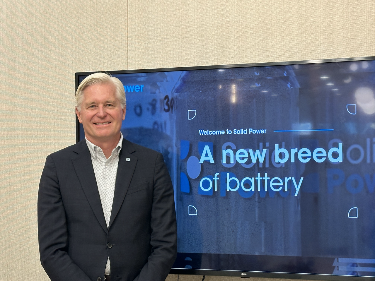 Solid Power CEO John Van Scoter poses for a photo after an interview with The Korea Herald on Thursday at the company’s Seoul office. (Byun Hye-jin/The Korea Herald)