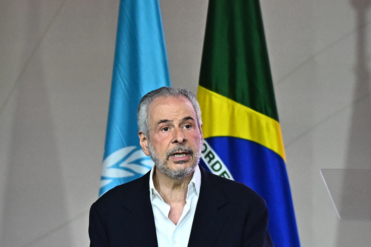 COP30 President Andre Correa do Lago speaks at the high-level segment of COP30 at the Hangar Convention Center in Belem, Brazil, Monday. (EPA-Yonhap)