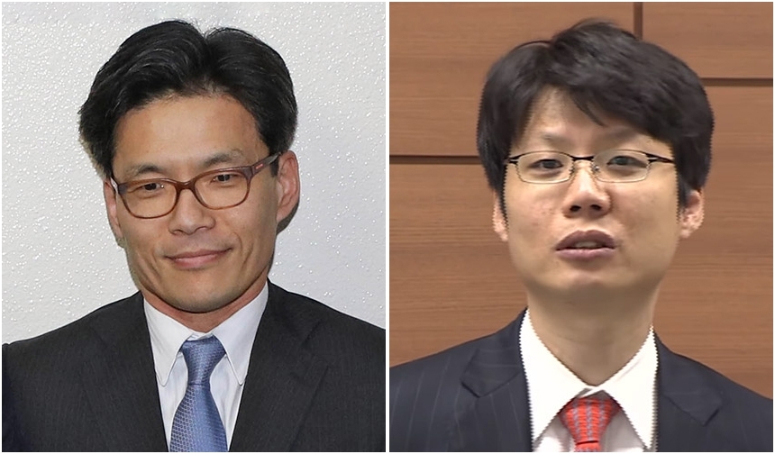 Park Cheol-woo (left), head of the Seoul Central District Prosecutors’ Office and Joo Min-cheol, chief of the Supreme Prosecutors’ Office’s Anti-Corruption Division (Yonhap)