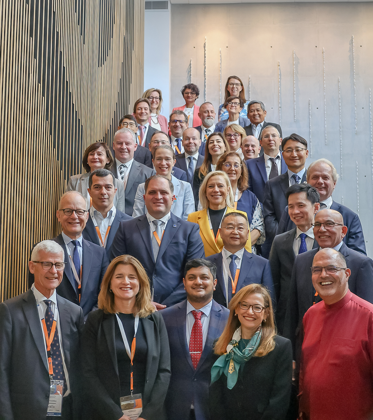 NTS Commissioner Lim Kwang-hyun (fourth row, far right) and other participating tax commissioners stand for a photo at the 18th Plenary Meeting of the OECD Forum on Tax Administration in Cape Town, held Tuesday to Thursday. (National Tax Service of Korea)