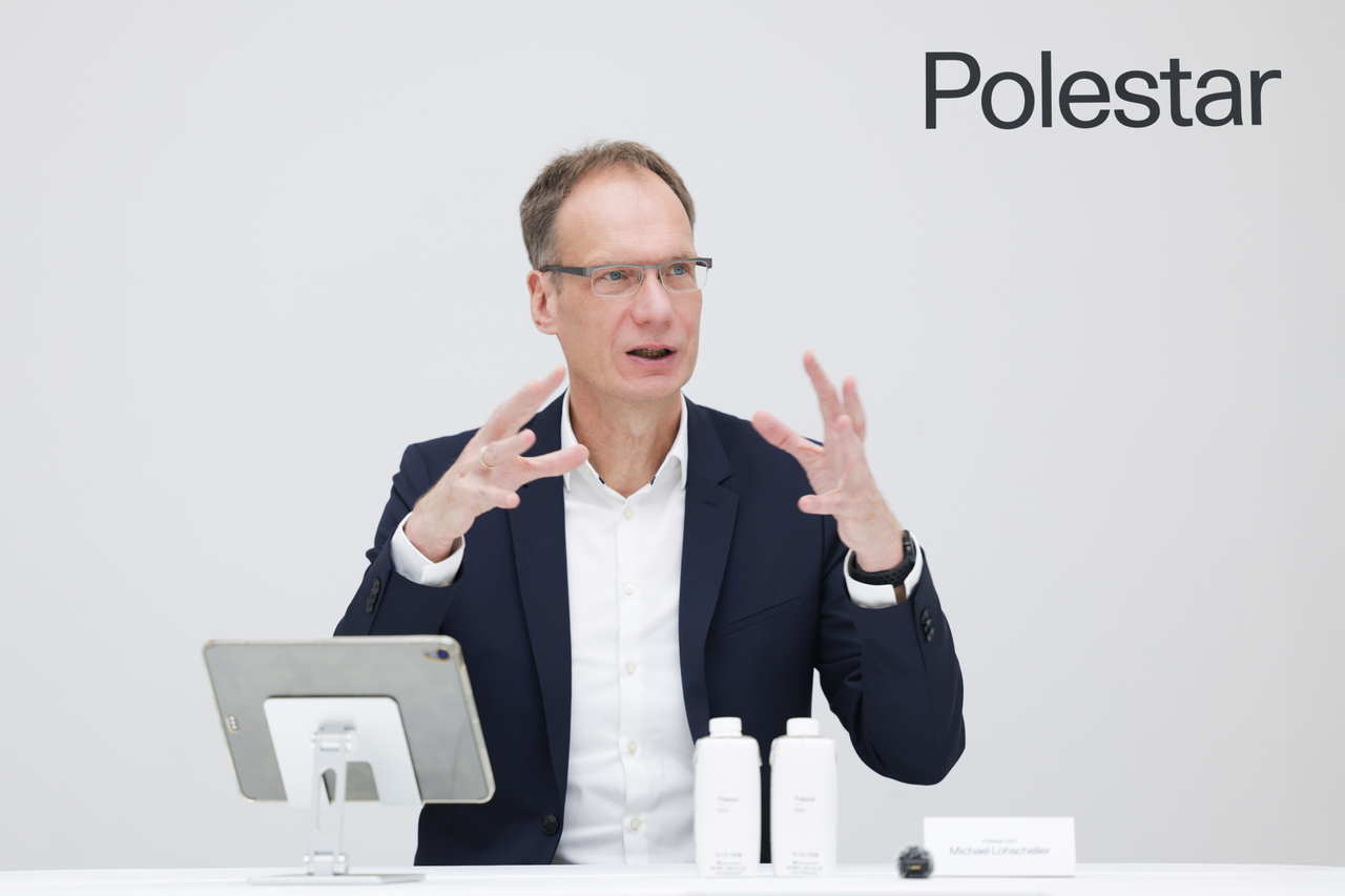Polestar CEO Michael Lohscheller speaks during a group interview at Polestar Seoul in Yongsan, Seoul, on Thursday. (Polestar Korea)
