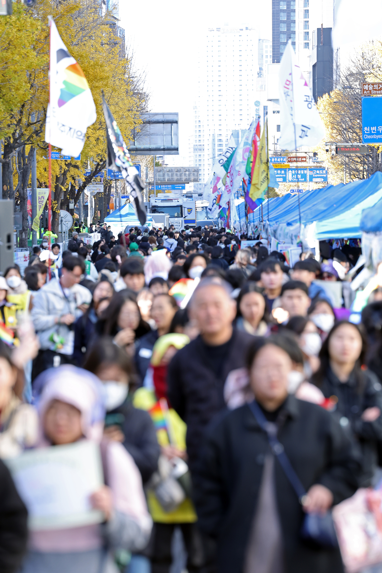 The Gwangju Queer Culture Festival takes place along Geumnam-ro in Dong-gu, Gwangju, on Saturday.