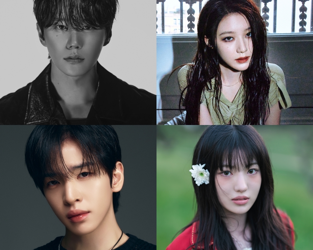 From top left, clockwise: actor Lee Jun-young, Shuhua of I-dle, Sui of KiiiKiii and Allen of Cravity. (AAA)