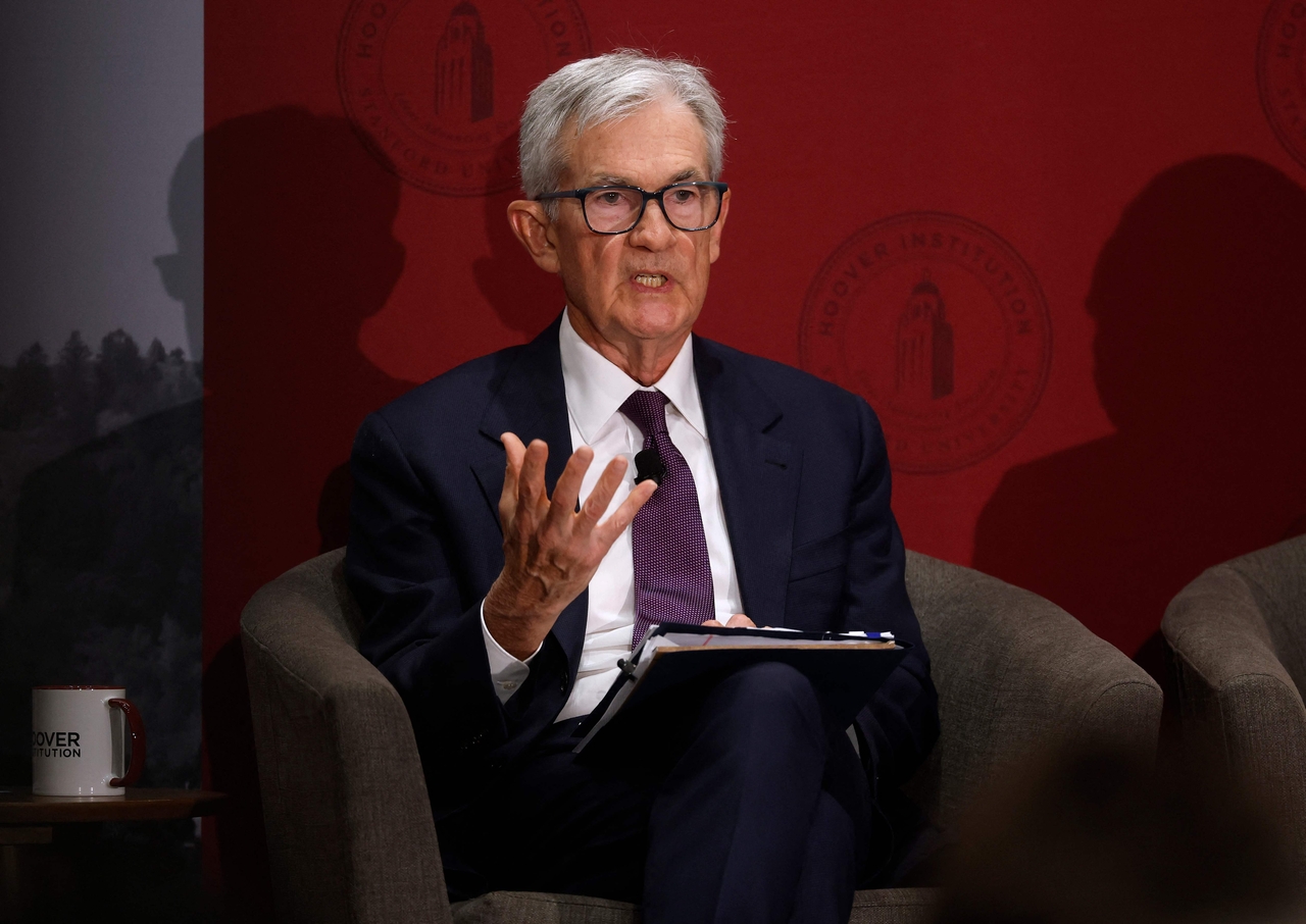 US Federal Reserve Bank Chair Jerome Powell speaks during the George P. Shultz Memorial Lecture Series at Stanford University in Stanford, California, on Dec. 1.   AFP-Yonhap
