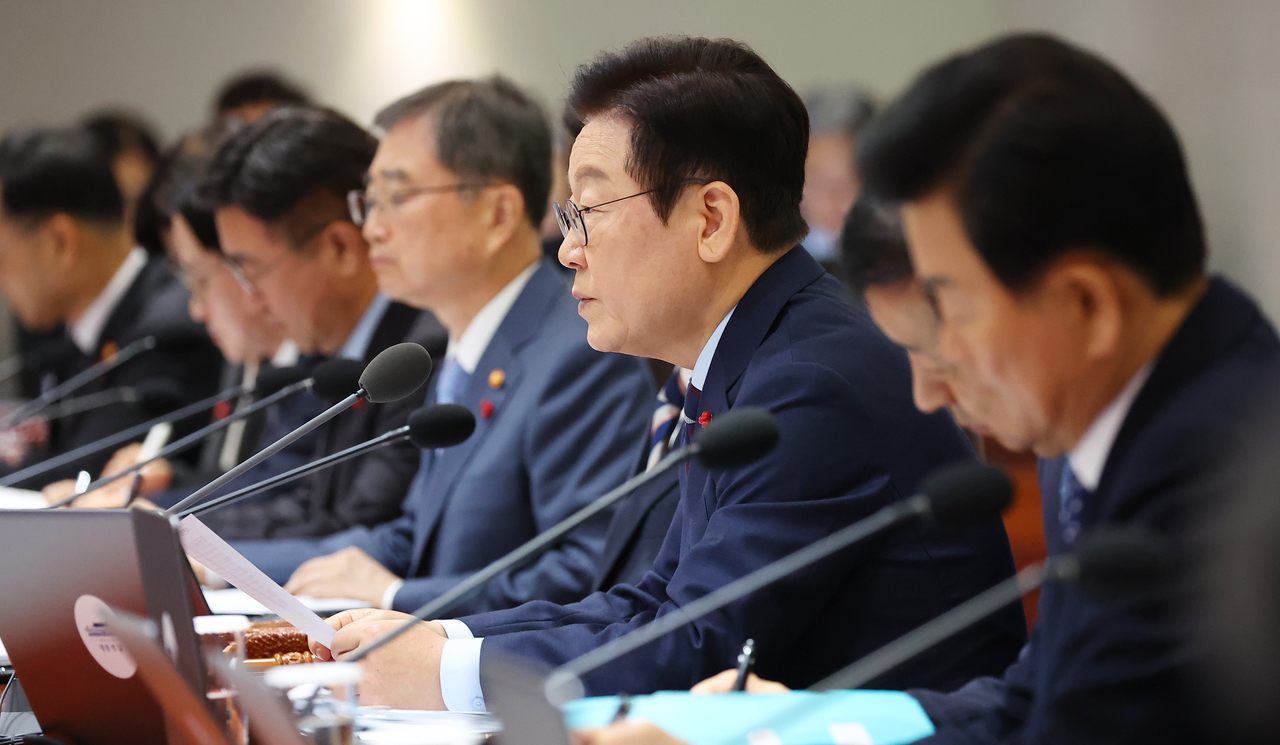 President Lee Jae Myung speaks during a Cabinet meeting at the presidential office in Seoul on Dec. 2. (Yonhap)
