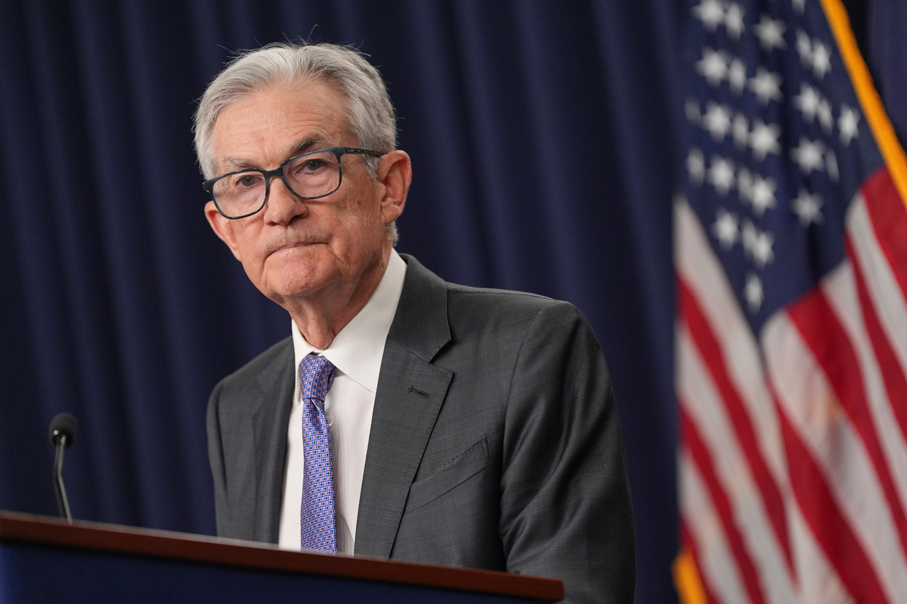 Federal Reserve Chair Jerome Powell speaks at the Federal Reserve in Washington on Wednesday. (AP-Yonhap)