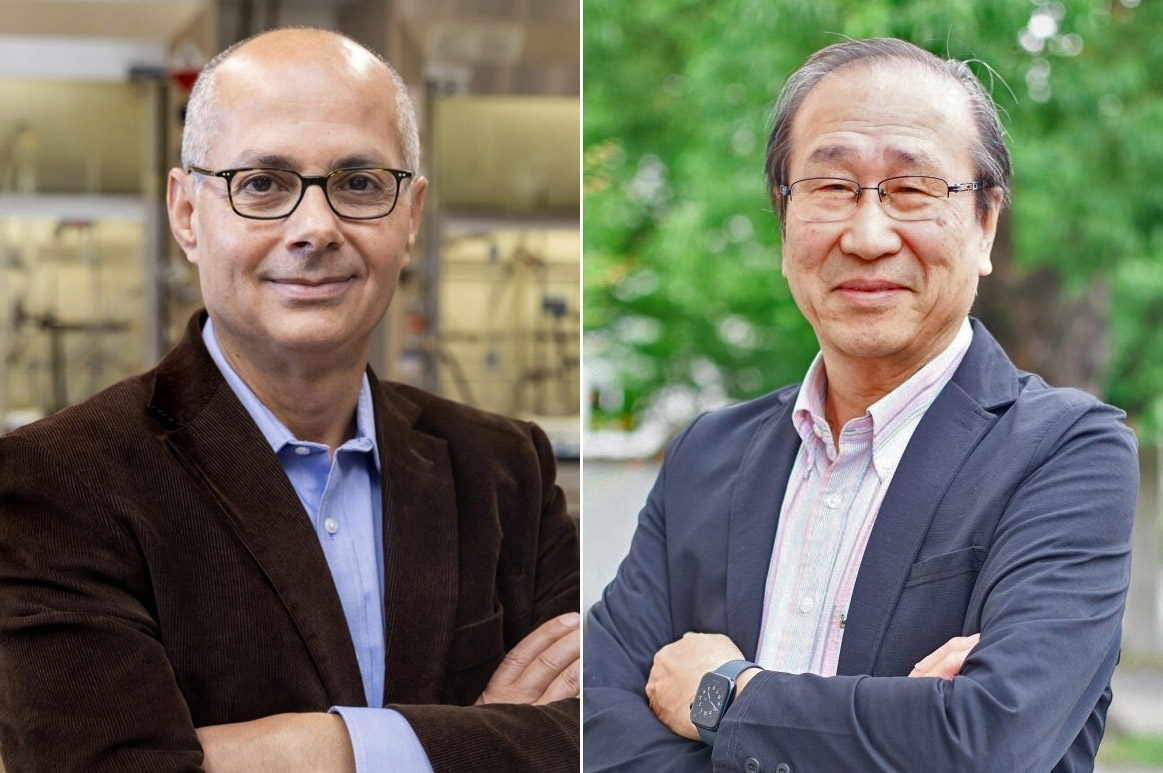 Nobel Prize laureates Professor Omar M. Yaghi (left) and Professor Susumu Kitagawa. (University of California, Berkeley and Kyoto University iCeMS Research Center)