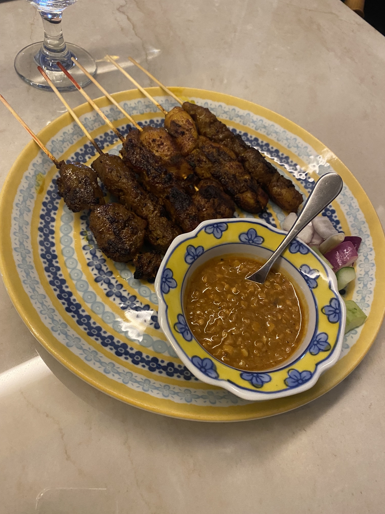 Charcoal-grilled chicken and lamb satay (Lee Yoon-seo/The Korea Herald)