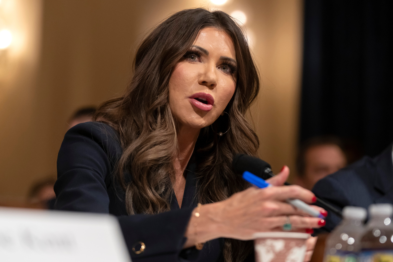 Homeland Security Secretary Kristi Noem appears before the House Committee on Homeland Security on Capitol Hill in Washington on Thursday in this photo released by the Associated Press. (Yonhap)