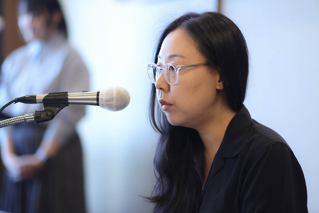 Kim Ana speaks at a press conference in Seoul on Tuesday. (Yonhap)