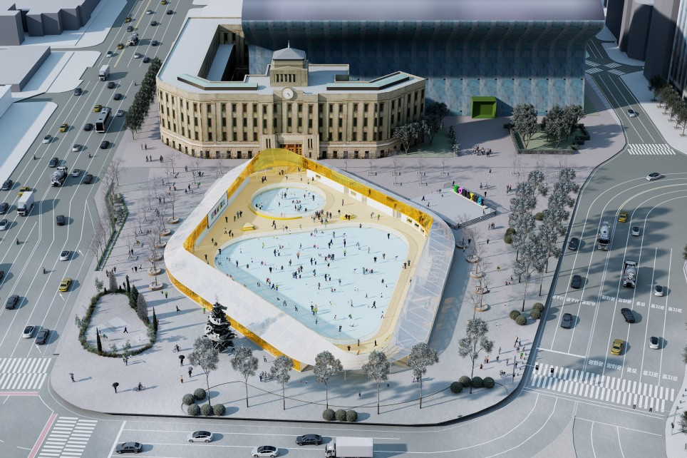 Rendering of Seoul Plaza ice rink in front of Seoul City Hall in Jung-gu, Seoul. (Seoul Metropolitan Government)