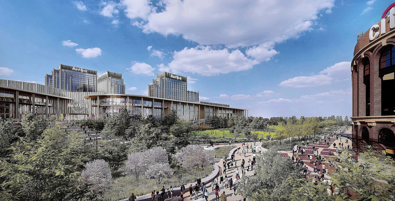 This image rendering provided by Hard Rock International, shows the Hard Rock's casino proposal in the Queens borough of New York, adjacent to Citified.   AP-Yonhap