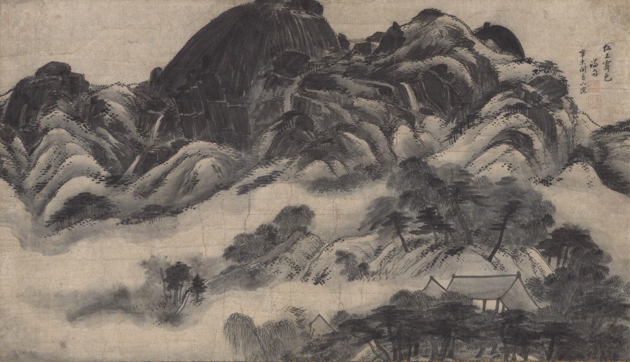 “Clearing after Rain on Mount Inwang” by  Jeong Seon, donated by the late Samsung founder Lee Kun-hee and collected by the National Museum of Korea, designated as National Treasure (NMK)