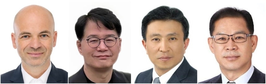 Hyundai Motor Group's newly promoted presidents (from left): Manfred Harrer, Hyundai Motor's head of research and development; Jung Jun-cheul, Hyundai Motor's head of manufacturing; Yoon Seung-kyu, Kia's head of North American headquarters; and Lee Bo-ryong, CEO of Hyundai Steel  (Hyundai Motor Group)