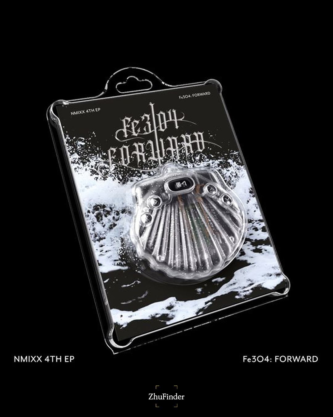 Nmixx's 4th EP album, "Fe304: Forward (Shell Version)," designed as an MP3 player. Fans who purchase the player can not only play all six songs featured in the album but can add their own music to use as an actual MP3 player. (JYP Entertainment)