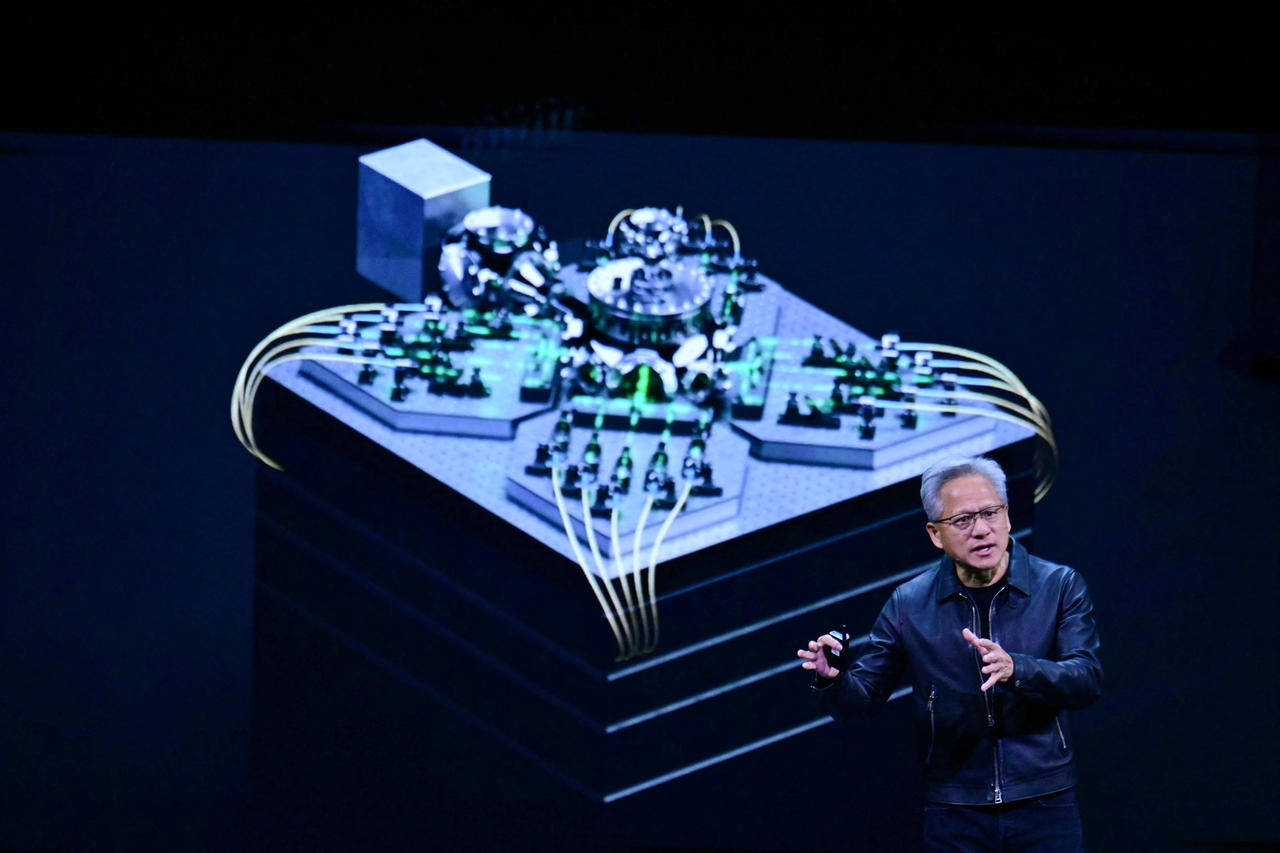 NVIDIA CEO Jensen Huang speaks during the Live Keynote Pregame during the Nvidia GTC in Washington on Oct. 28.   AFP-Yonhap