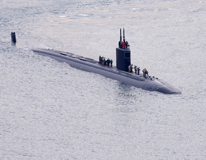 USS Greeneville enters Busan naval base to replenish supplies