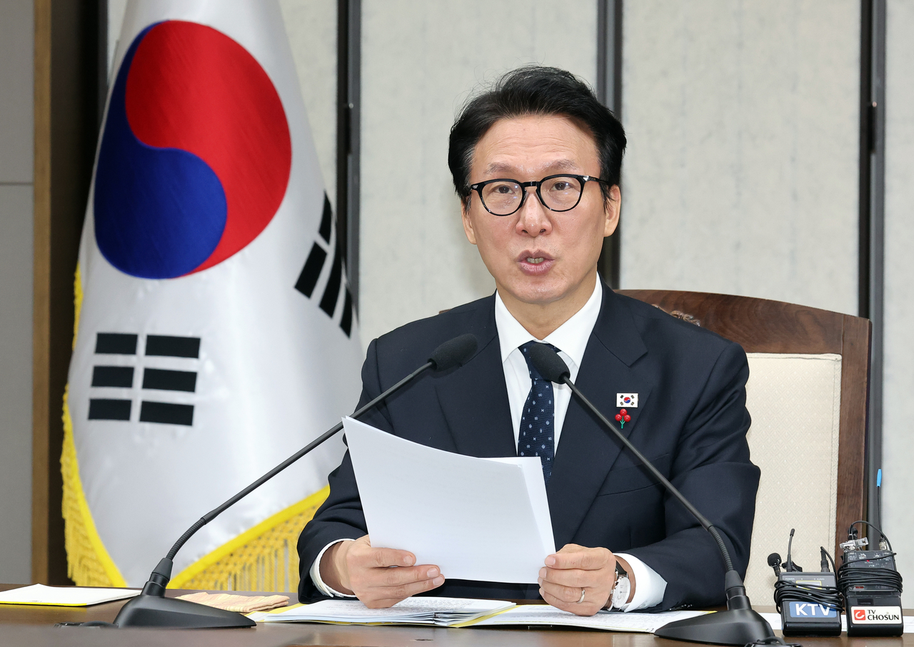 Prime Minister Kim Min-seok speaks during a National Policy Coordination Meeting held at the Government Complex Sejong on Wednesday. (Yonhap)