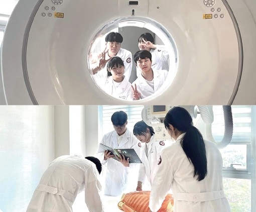 방사선과 학생들이 실습을 진행하고 있다.[수성대 제공]