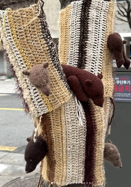 Chung In-young’s tree cosy has bears popping out of the tree. (Courtesy of Chung)
