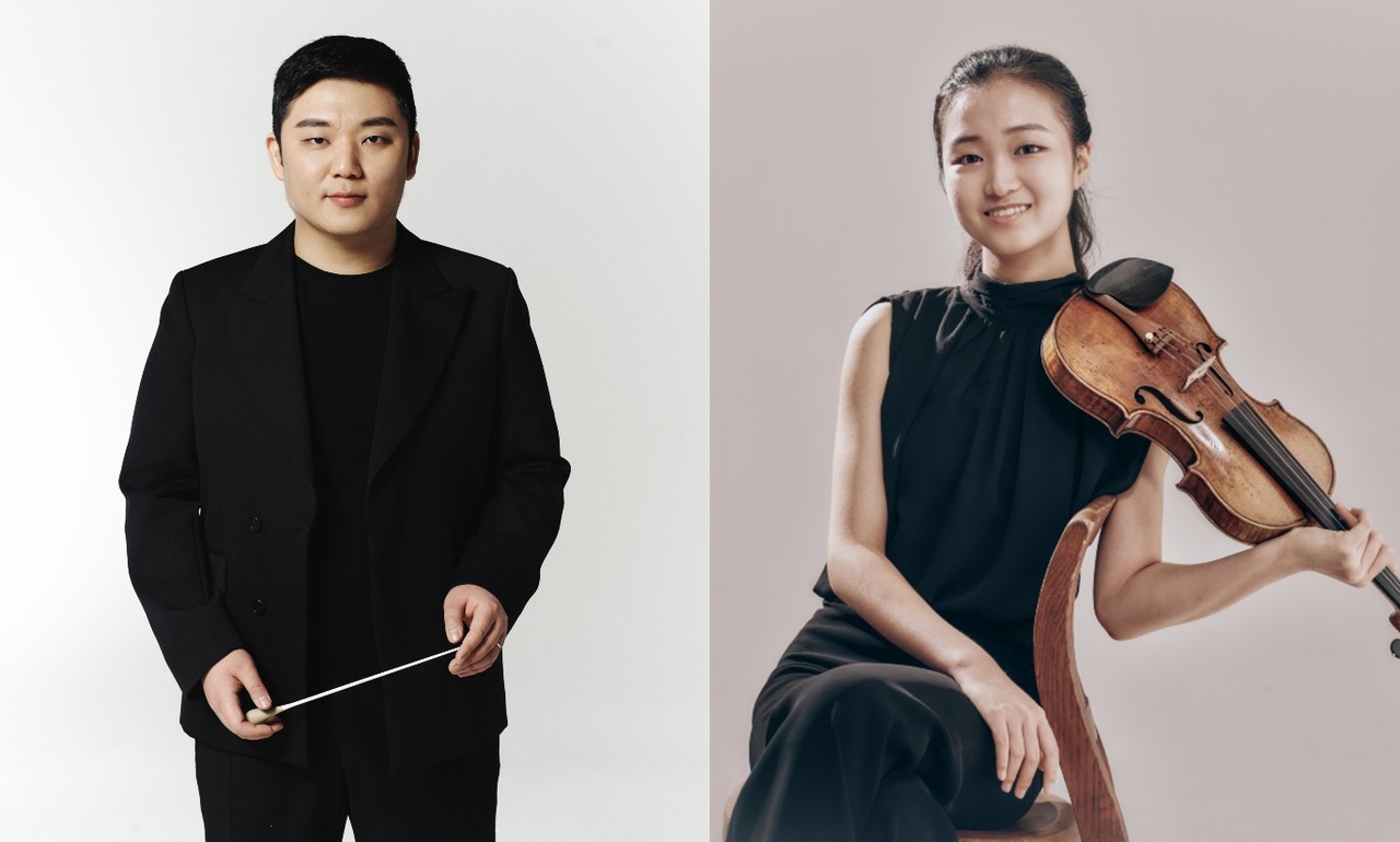 Conductor Yoon Han-kyeol (left) and violinist Kim Seo-hyun (Daewon Cultural Foundation)