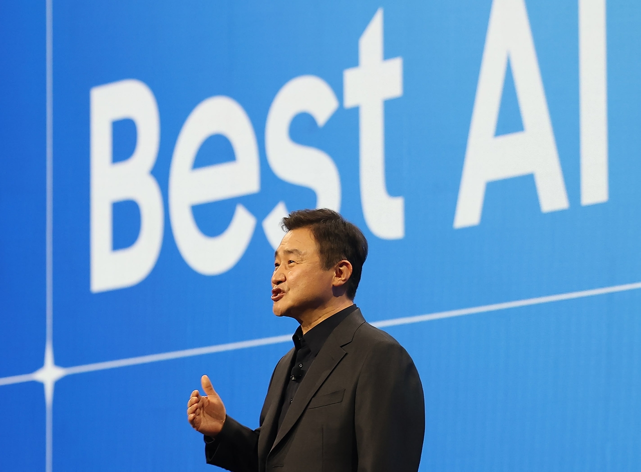 Roh Tae-moon, president and head of Samsung’s device experience division, speaks at the company's "The First Look" event held at the Wynn Las Vegas on Monday, ahead of CES 2026 trade show. (Yonhap)