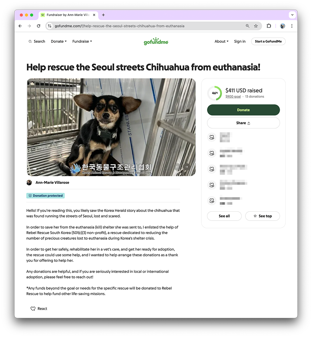 A GoFundMe campaign, organized by a reader based in Texas, raised more than $460 as of Dec. 30.