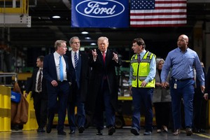 Trump visits Ford plant, defends his tariffs