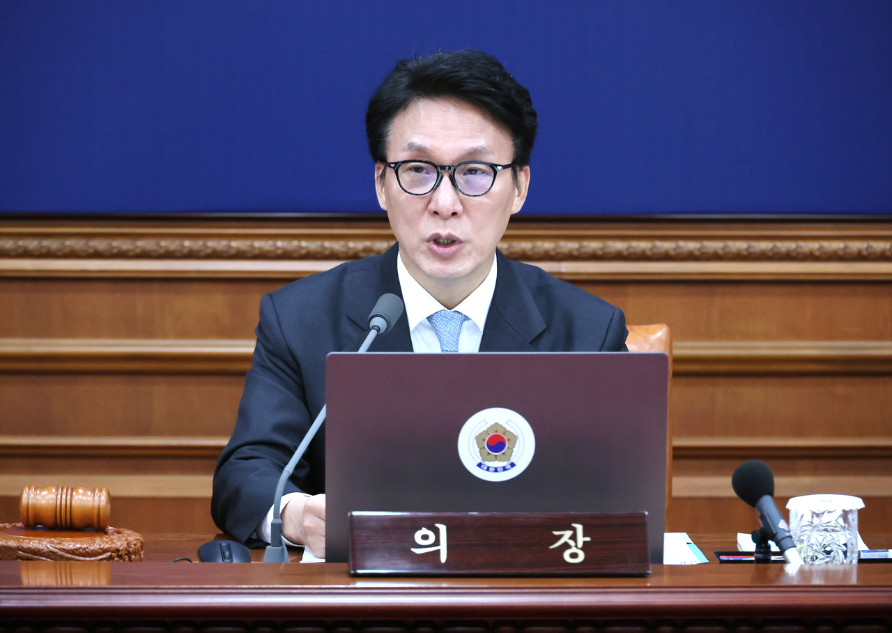 Prime Minister Kim Min-seok presides over a Cabinet meeting at the government complex in Seoul on Tuesday. (Yonhap)