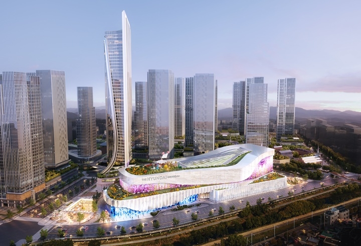 A bird's eye view rendering of The Hyundai Gwangju, a shopping mall that has been under construction since November. (Courtesy of Hyundai Department Store Group)