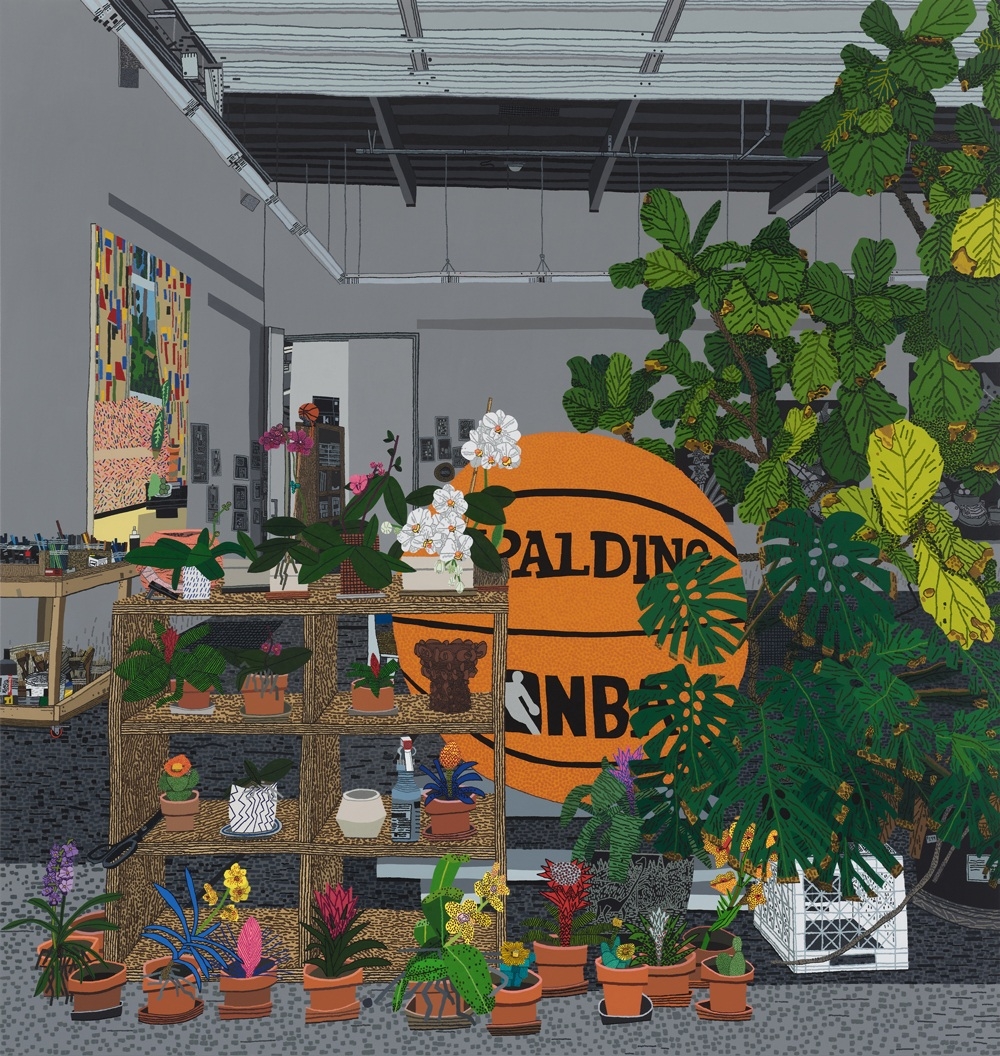 "Bball Studio" by Jonas Wood (Courtesy of the artist, Marten Elder)