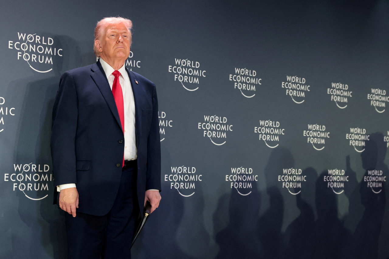 U.S. President Donald Trump attends a reception with business leaders during the 56th annual World Economic Forum in Davos, Switzerland, on Wednesday. (Reuters)