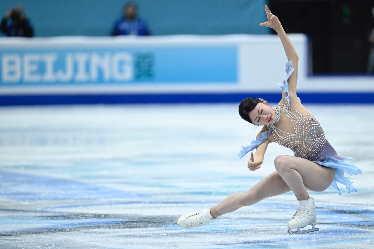 South Korea's Lee Hae-in performs in the women's short program during the ISU figure skating Four Continents Championships 2026 in Beijing on Thursday. (AFP-Yonhap)