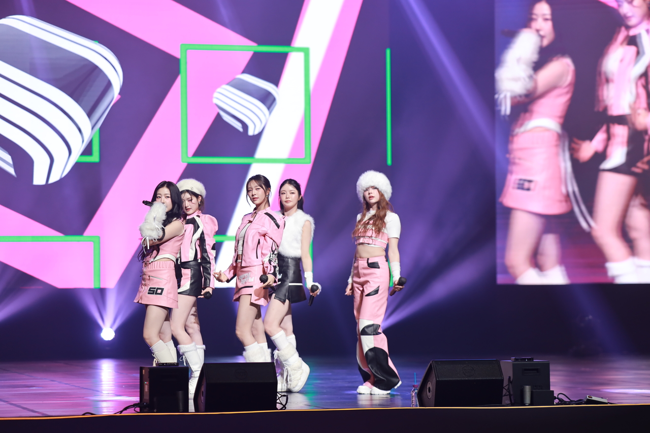 Girl group Fifty Fifty performs during the Bigo Live Gala 2026, held at KBS Hall in Yeongdeungpo-gu, western Seoul, on Friday. (The Korea Herald)