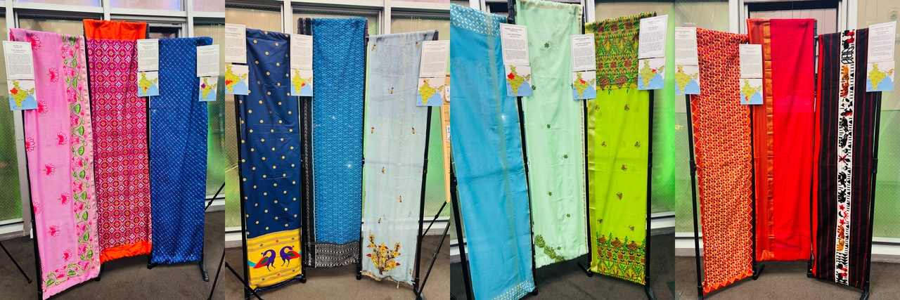 Textile heritages of sixteen Indian states showcased during India's 77th Republic Day celebrations at Sebitseom in Seocho-gu, Seoul, on Monday. (Sanjay Kumar/The Korea Herald )