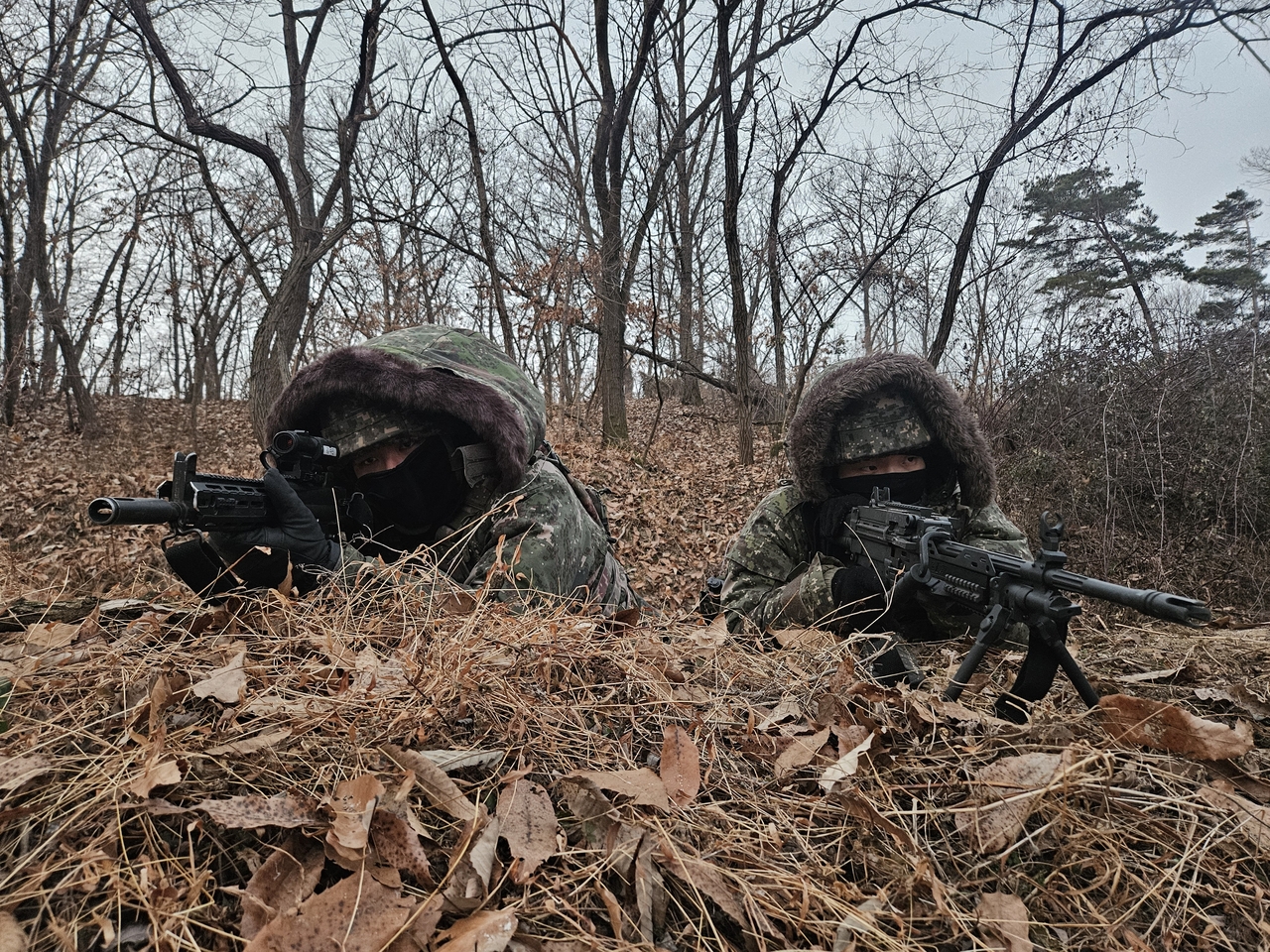 혹한기 훈련 중인 50사단 장병들 모습.[육군 50사단 제공]