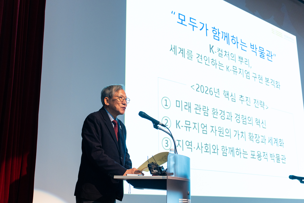 You Hong-june, director of the National Museum of Korea, speaks at a press conference on Tuesday  in Seoul (NMK)