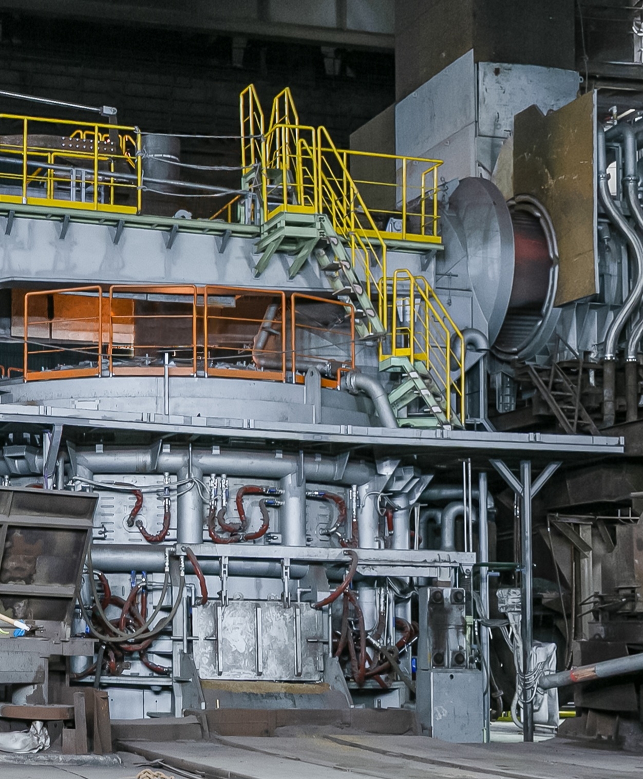 An electric arc furnace at Hyundai Steel’s Dangjin steelworks used in the company’s hybrid electric arc furnace–blast furnace production process. (Hyundai Steel)