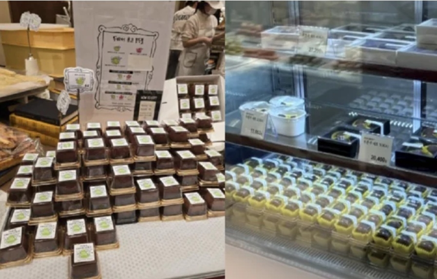 Large quantities of Dubai chewy cookies remain on display at a bakery inside Shinsegae Department Store’s Gangnam branch in southern Seoul. (Threads)
