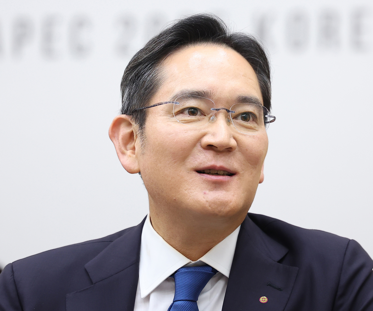 Samsung Electronics Chair Lee Jae-yong speaks during a meeting with President Lee Jae Myung and Nvidia CEO Jensen Huang at the APEC leaders’ meeting in Gyeongju, North Gyeongsang Province, on January 31. (Joint Press Corps)