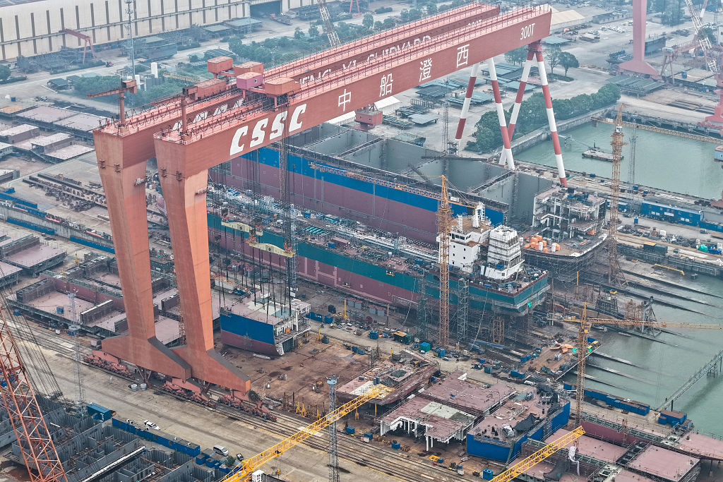 Ships being built at CSSC Chengxi Yangzhou Shipbuilding, China