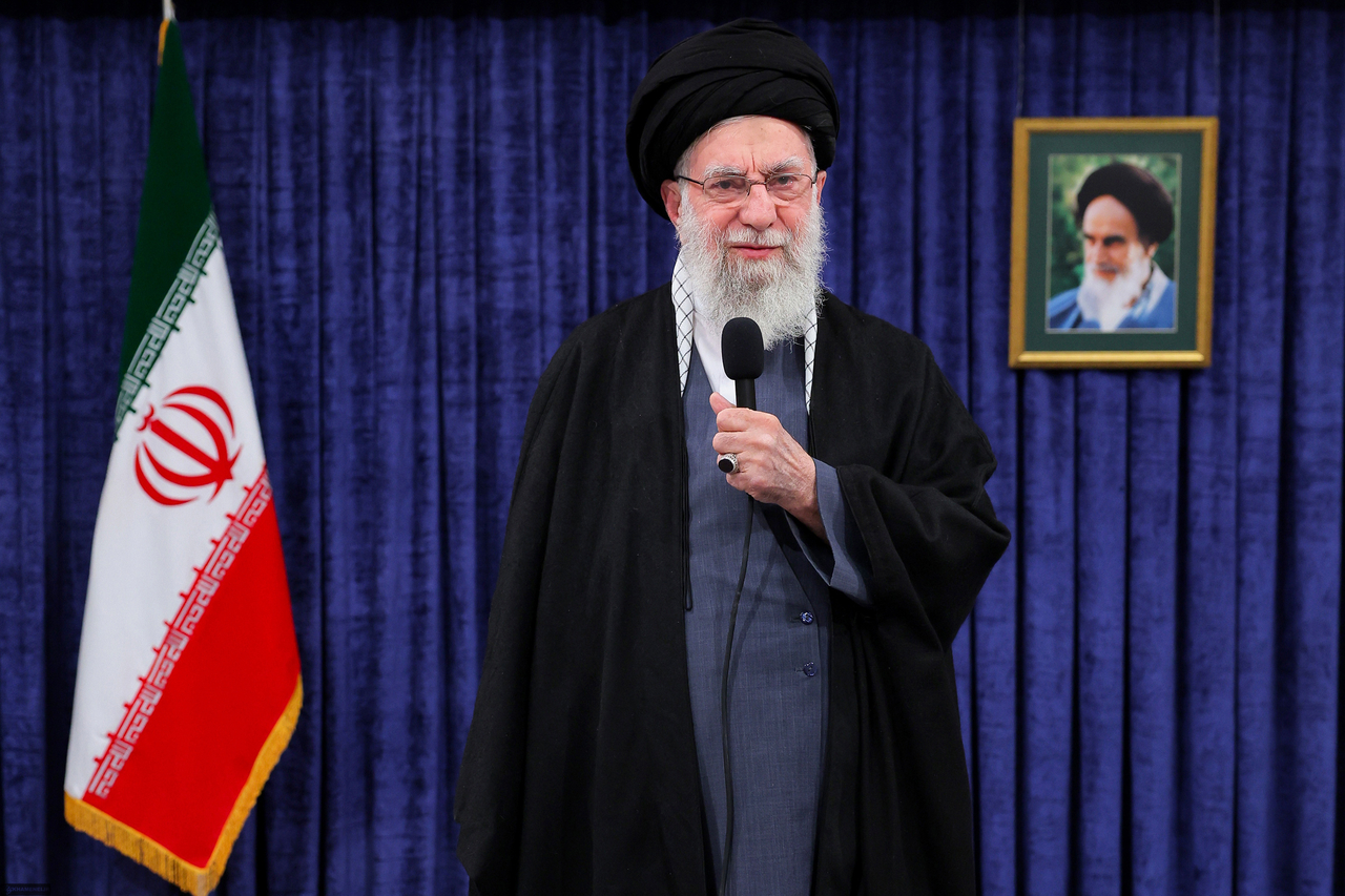 Iran's Supreme Leader Ali Khamenei gives a televised speech in Tehran, Iran, Monday. (Xinhua-Yonhap)