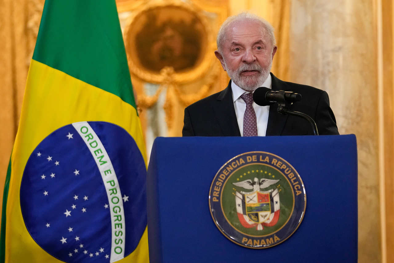 Brazilian President Luiz Inacio Lula da Silva gives a speech at the presidential palace in Panama City on Jan. 28. (AP)