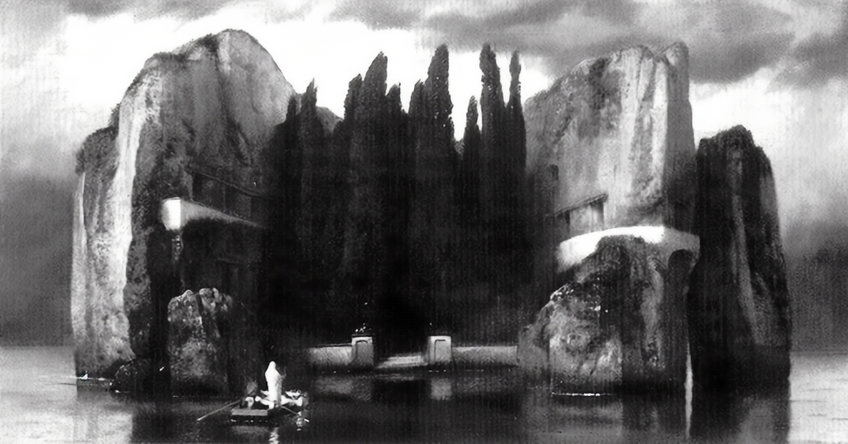 "Isle of the Dead" (fourth version, 1884) by Arnold Bocklin (Unknown, public domain)