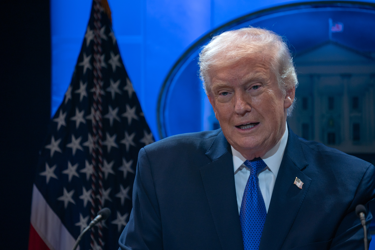 US President Donald Trump speaks to reporters during a news conference on tariffs on Friday, at the White House in Washington, D.C. (Getty Images)